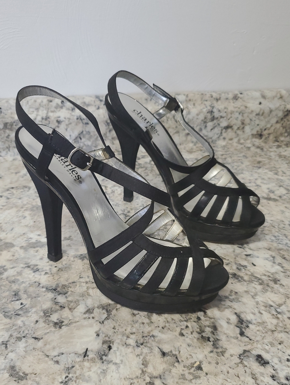 Charles By Charles David Black Strappy Platform High Heels